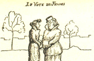Caricature sur le droit de vote des femmes
