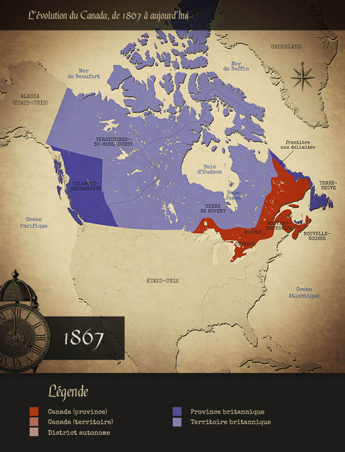 Carte du Canada en 1867
