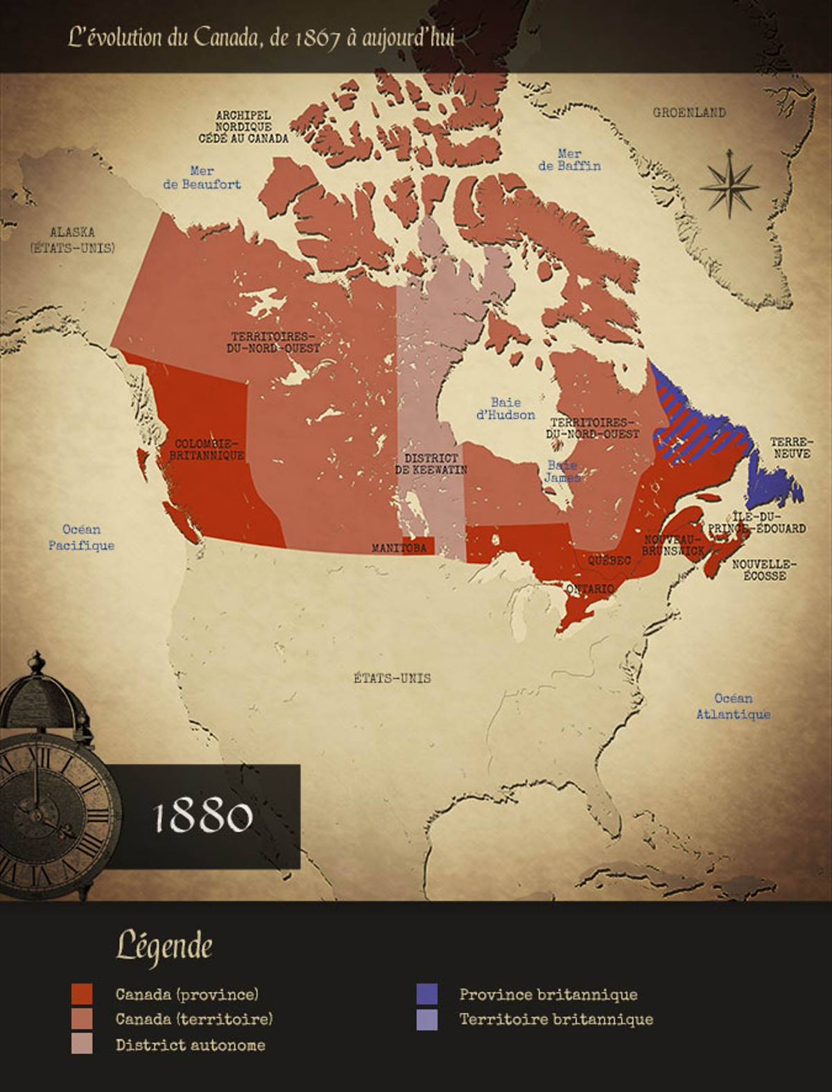 Carte du Canada en 1880