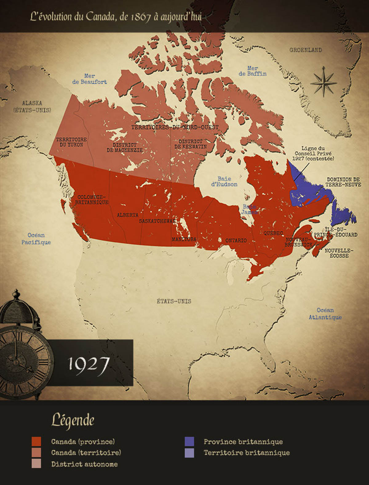 Carte du Canada en 1927