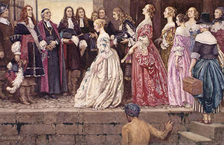 Portrait de l'arrivée des filles du roi en Nouvelle-France.