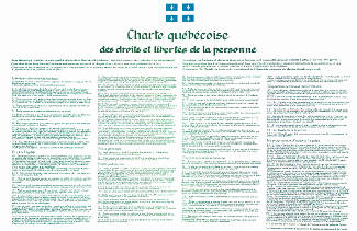 Charte des droits et libertés de la personne.