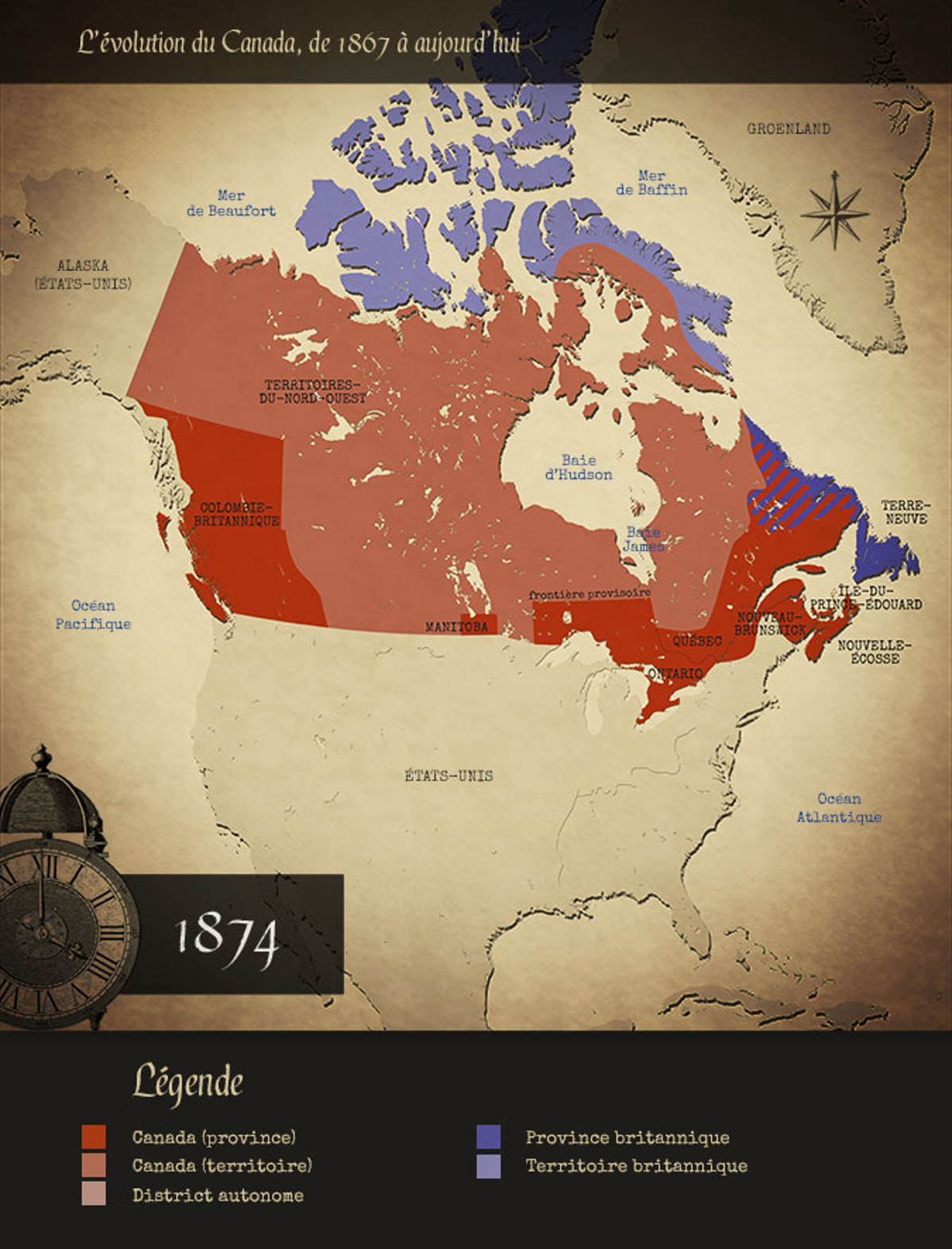 Carte du Canada en 1874