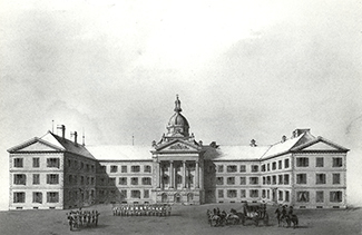Dessin du Parlement de Québec de 1852 à 1854