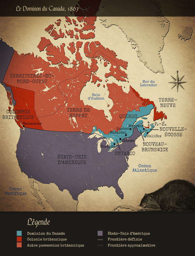Carte du Canada au moment de la Confédération (1867)