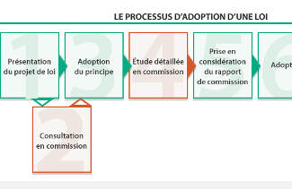 Schéma représentant les étapes du processus d'adoption d'une loi.